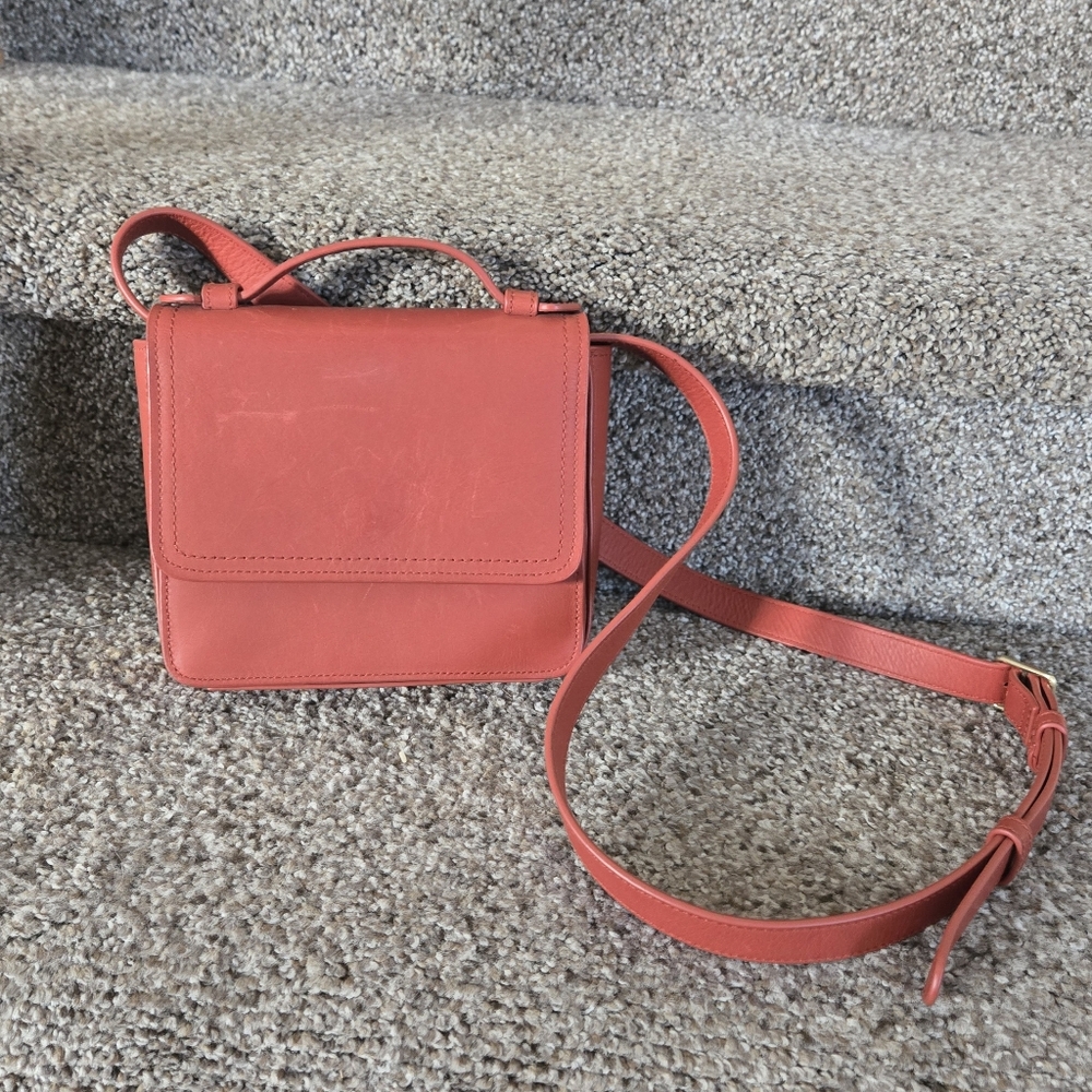 Feed Project Blair Crossbody Top Handle Bag Brick Leather Small
